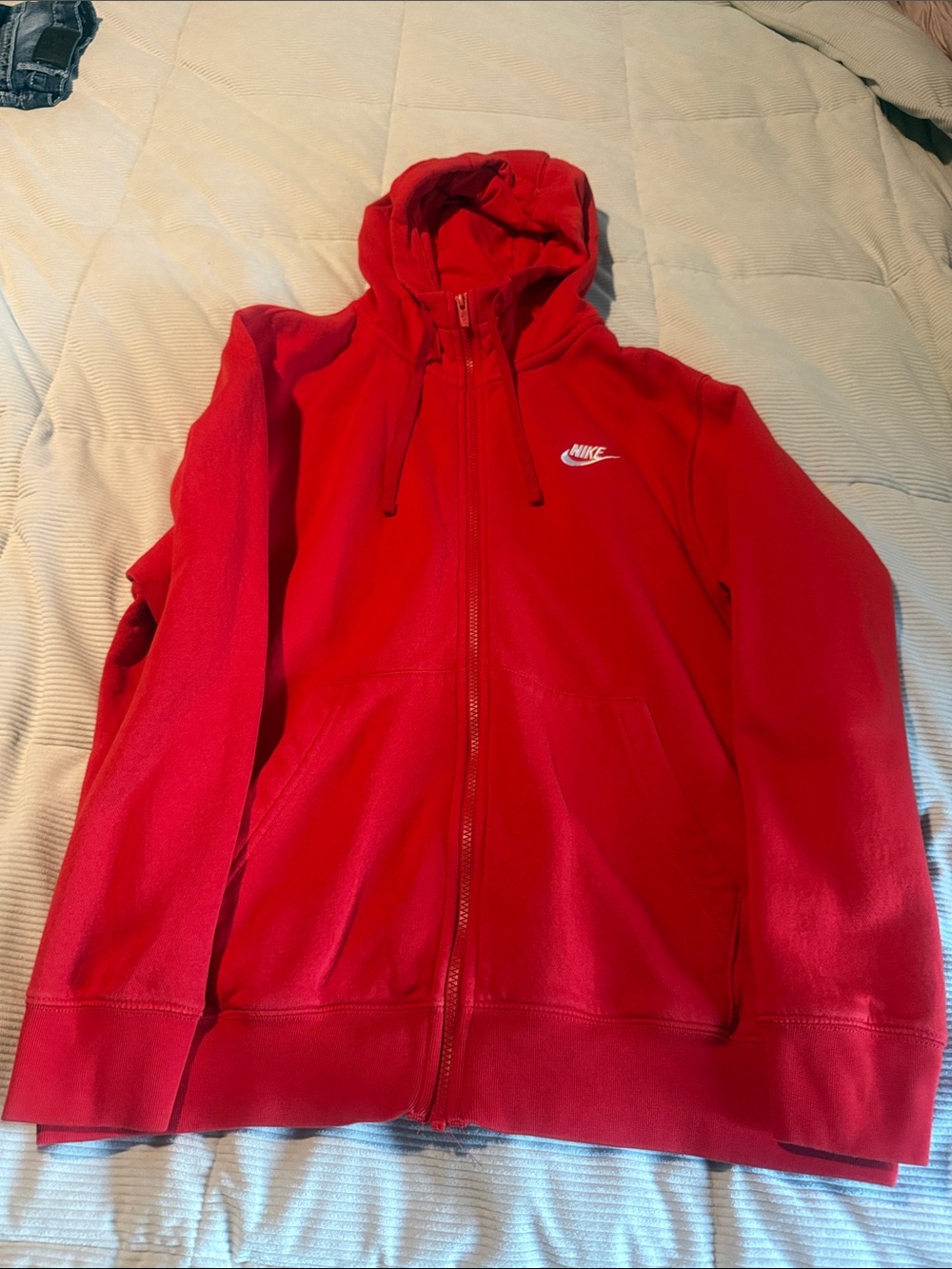 Nike Red Full-Zip Hooded Jacket with White Logo